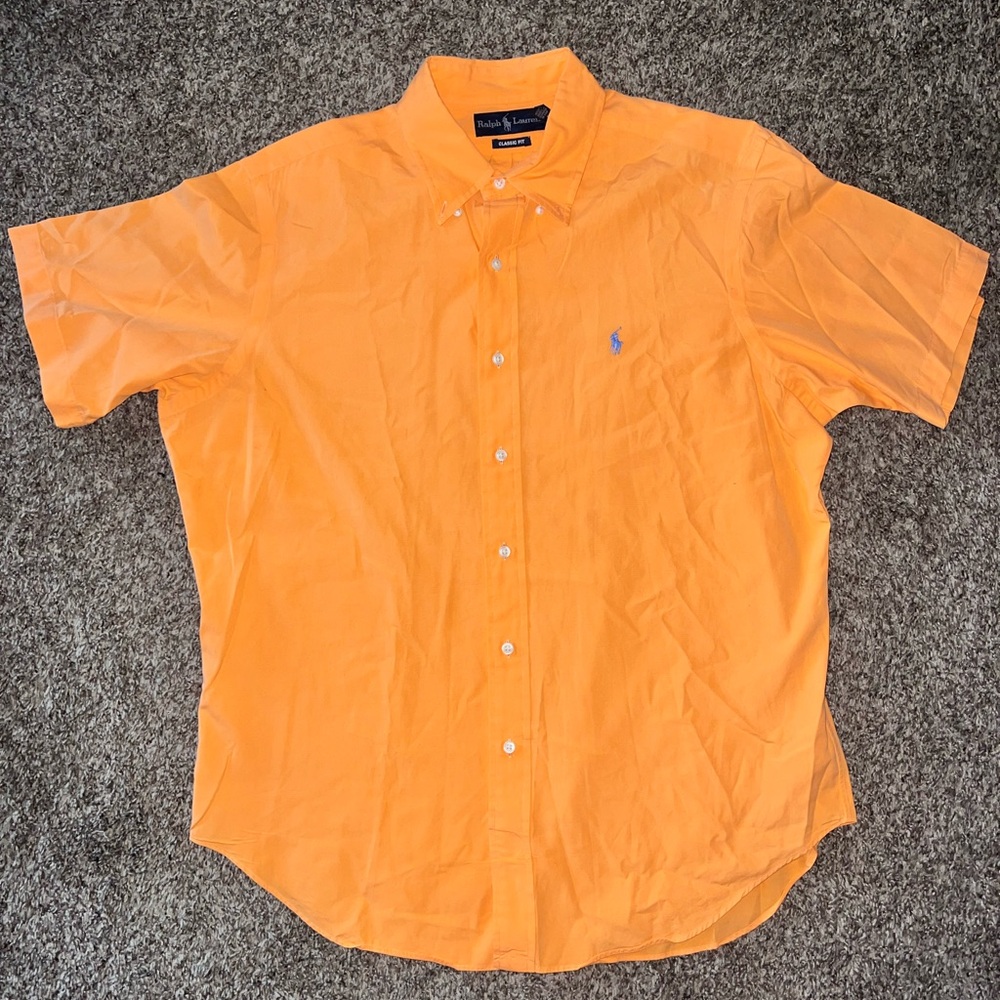 Polo by Ralph Lauren Men's Bright Orange Button Down Shirt